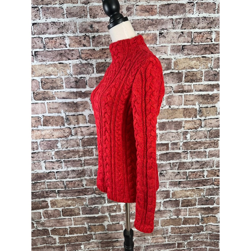 Classic Lands' End Red Cable Knit Sweater Preppy Cozy Staple Women's Size S 6-8 - Picture 5 of 13